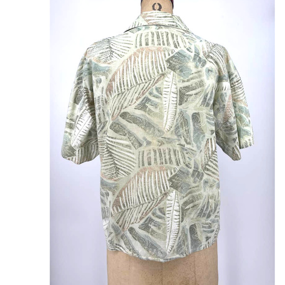 A Paquette California Green Tropical Print Button Front Shirt Medium M - Picture 3 of 8